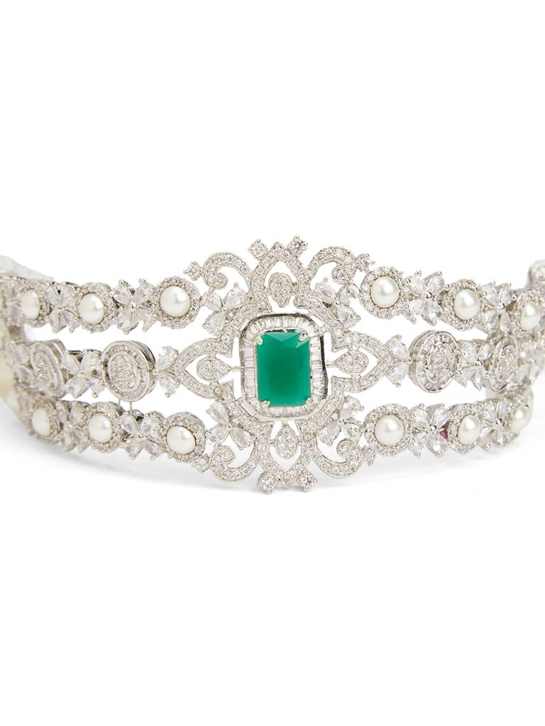 Oyester And Green Cz Choker Set : WFSC147