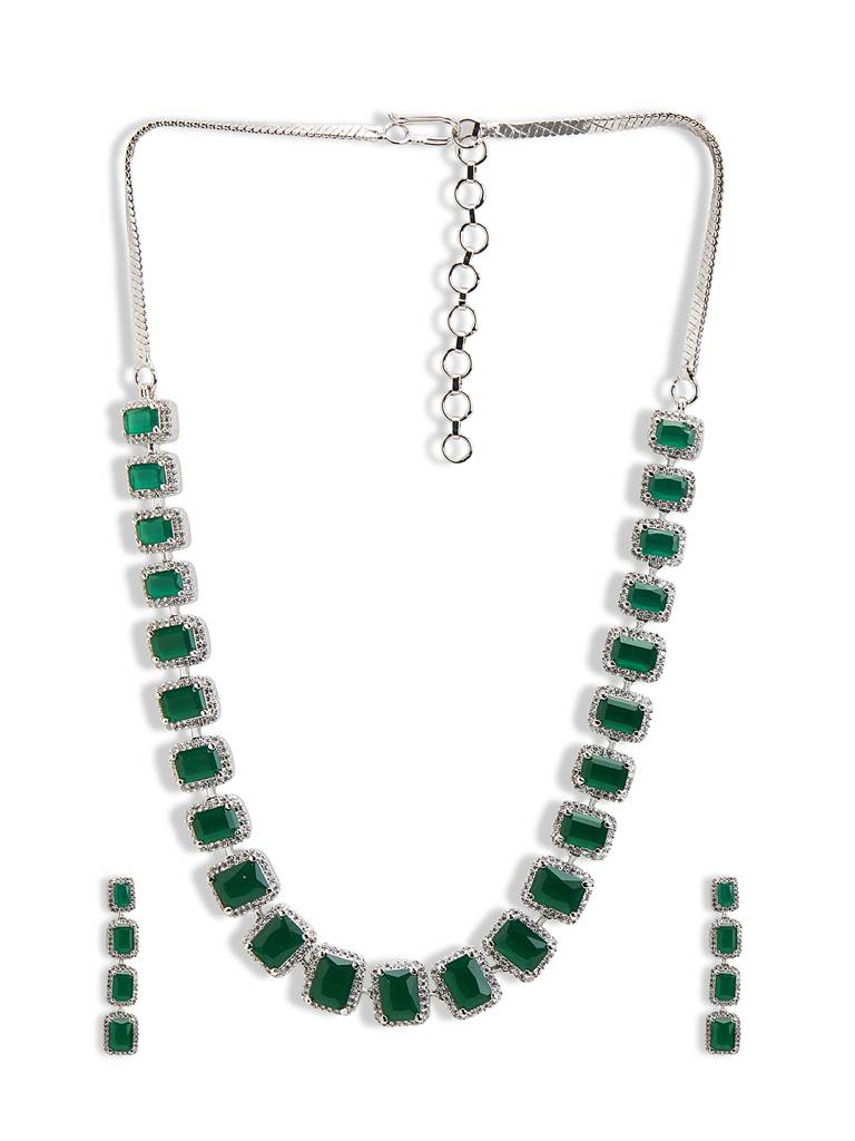 Radiant Emerald Streak Necklace Set : WFSC161