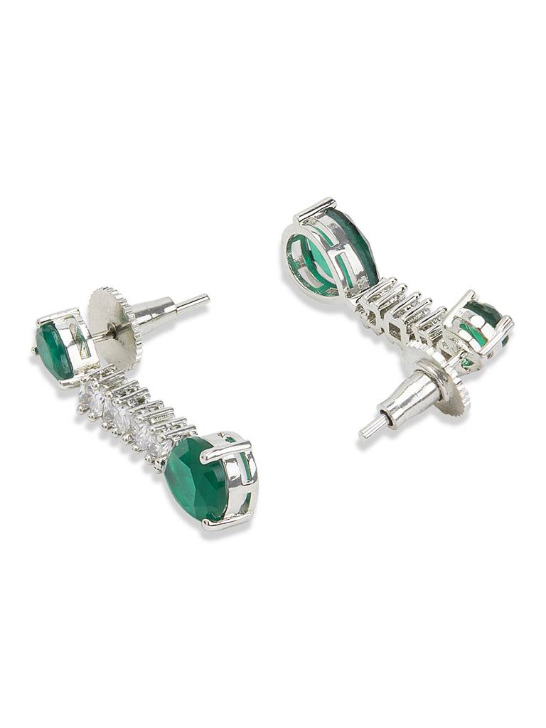 Diamante Emerald Pendent Necklace Set : WFSC163