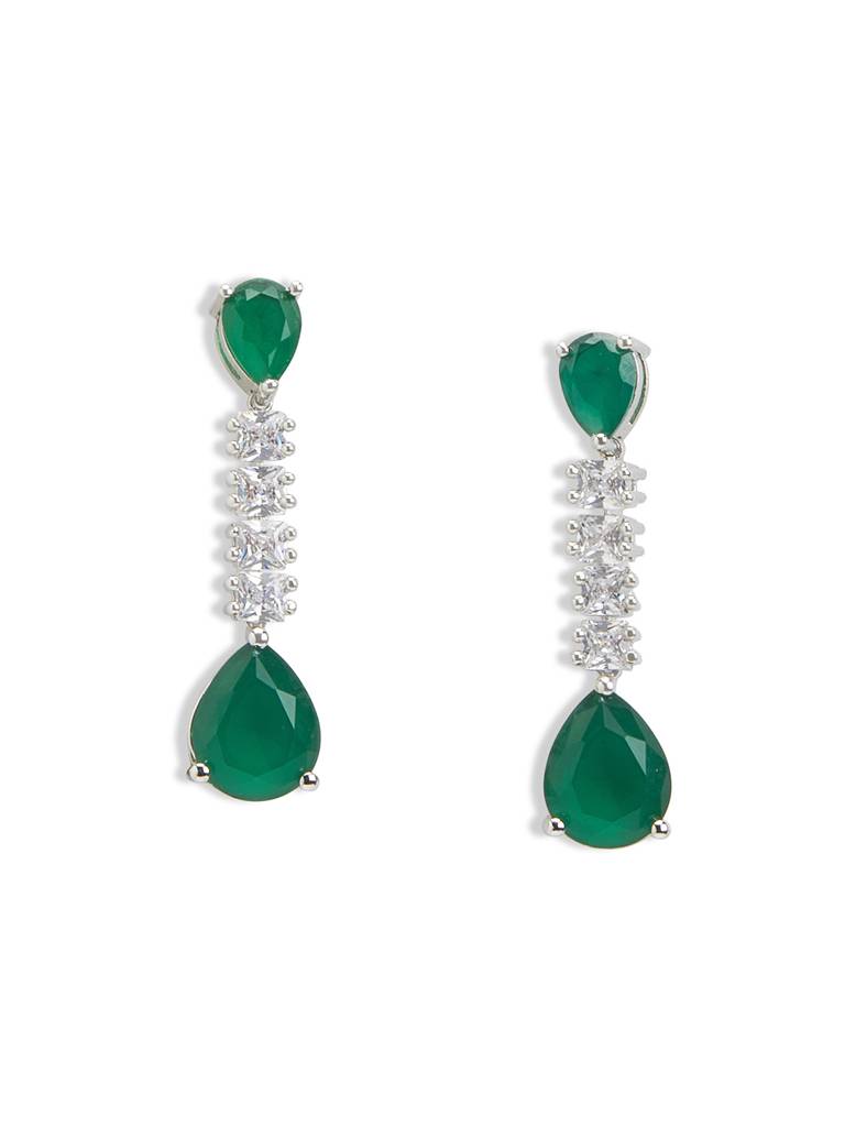 Diamante Emerald Pendent Necklace Set : WFSC163