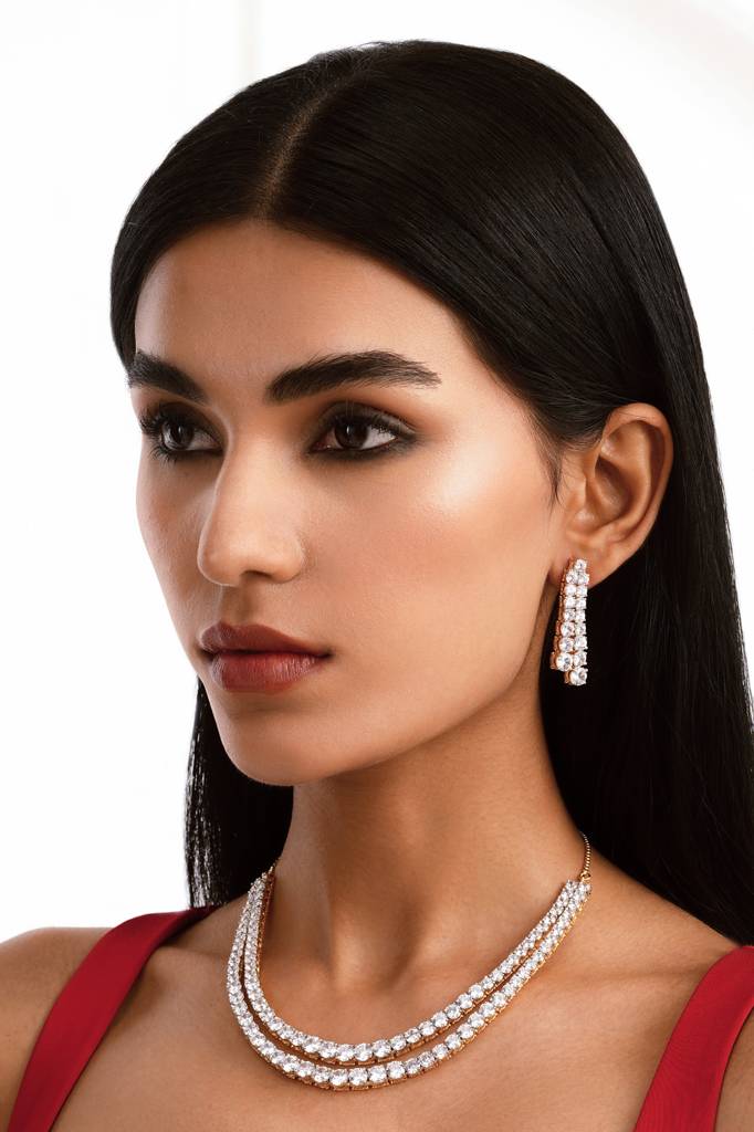 Diamante Starlet Layered Necklace Set : WFSC165