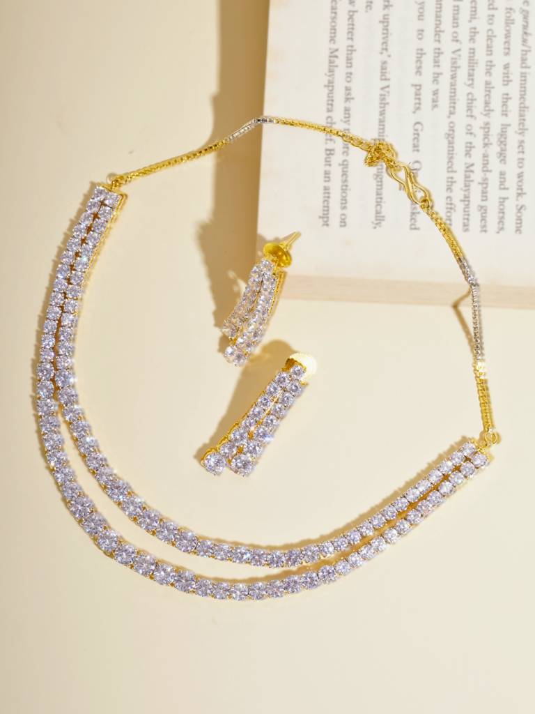 Diamante Starlet Layered Necklace Set : WFSC165