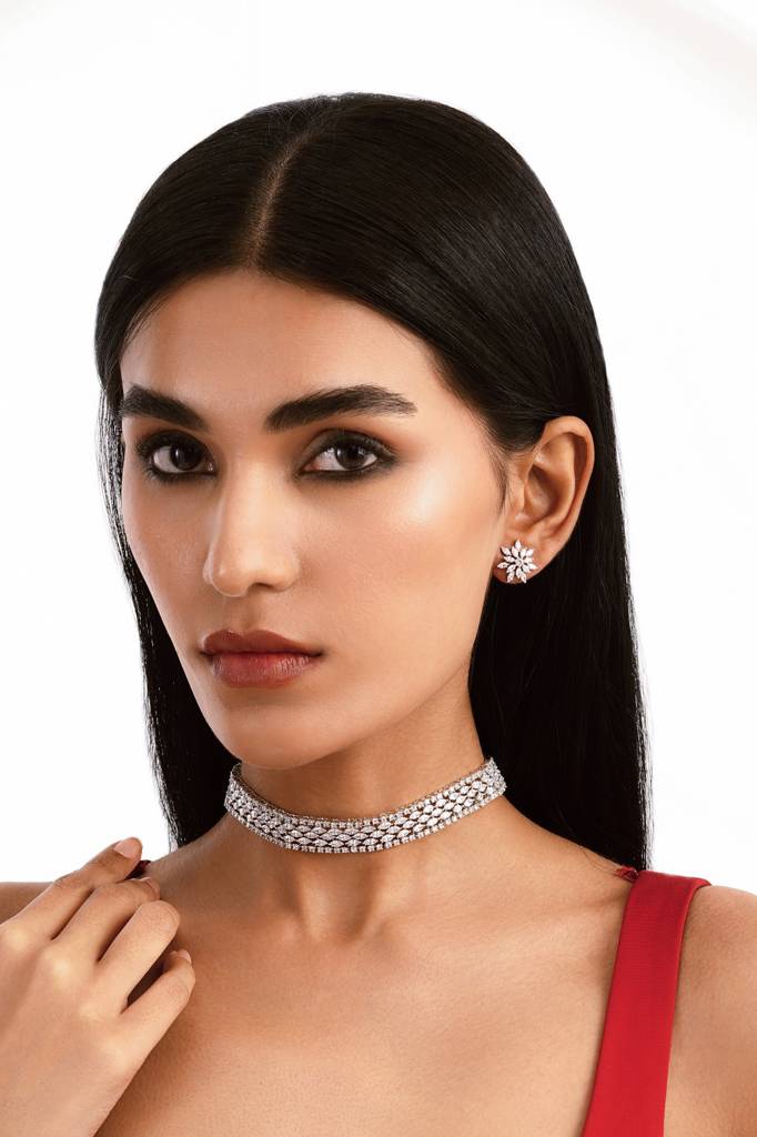 Diamante Celestial Bloom Choker Set : WFSC166