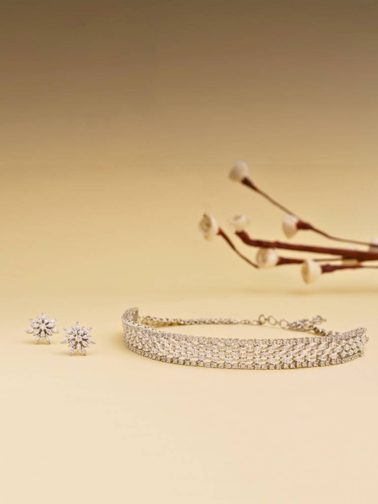 Diamante Celestial Bloom Choker Set : WFSC166