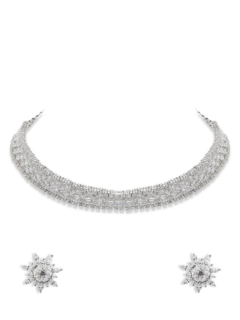 Diamante Celestial Bloom Choker Set : WFSC166