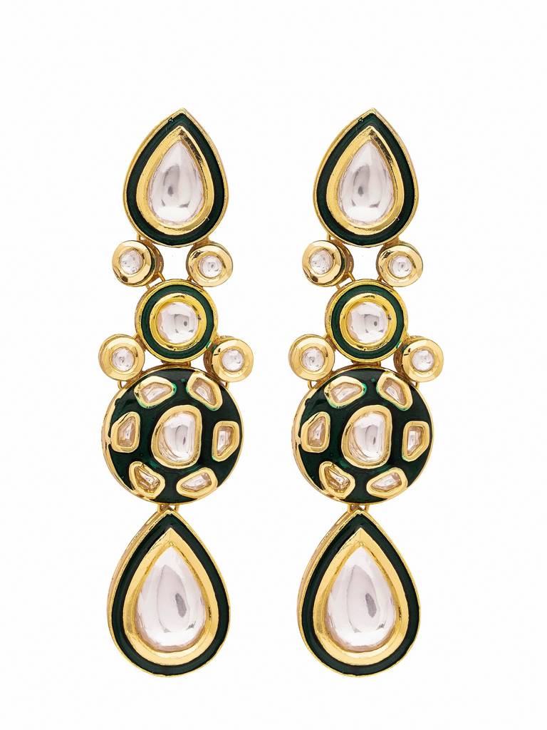 Radiant 22 Kt Gold-Plated Kundan Stellar Drop Choker Set : WFSE100