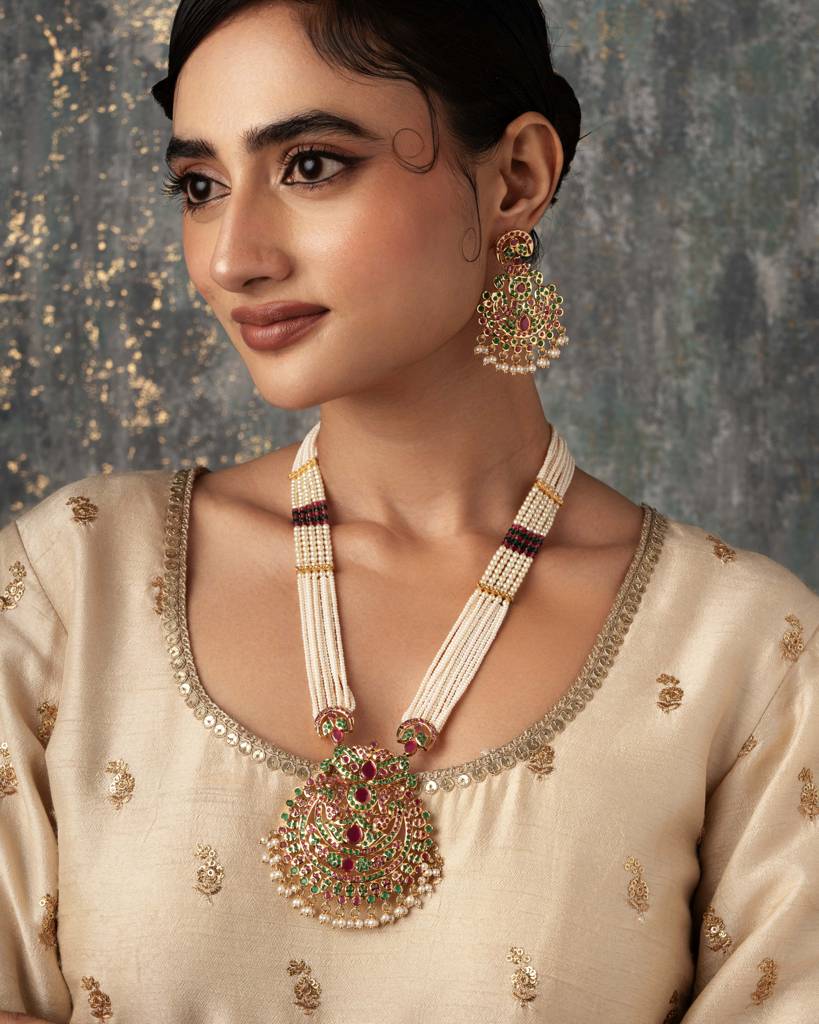 Meira Colour Spring Jadau Long Necklace Set : WFSE110