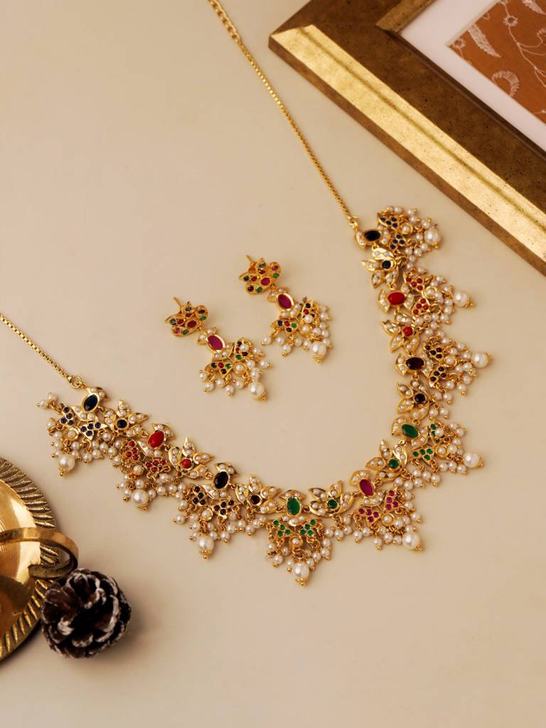 Meira Multi Coloured Mosaic Necklace Set : WFSE111