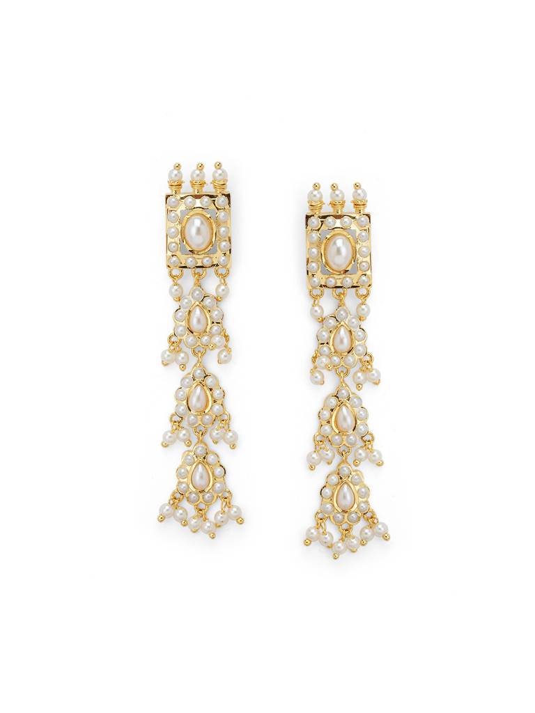 Meira Cascading Pearls Jadau Choker Neckace Set : WFSE113