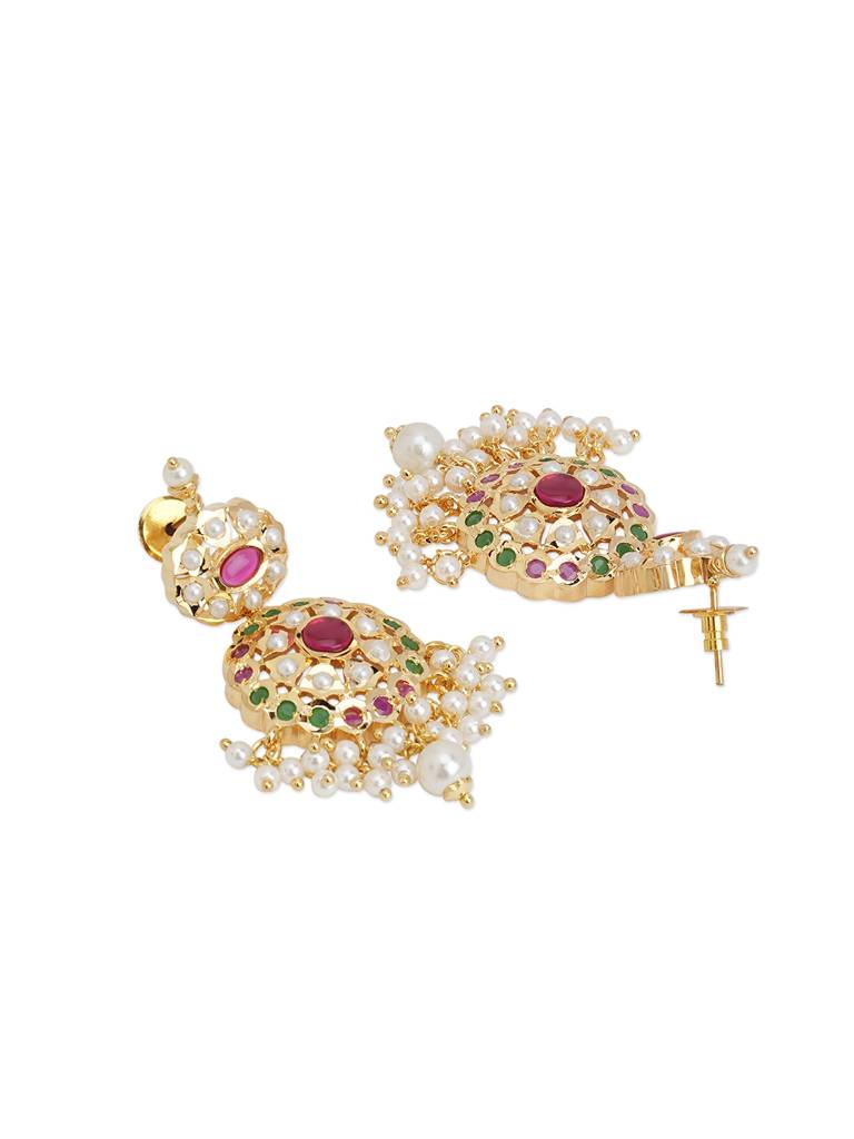 Meira Floral Jadau Multicoloured Long Necklace Set : WFSE114