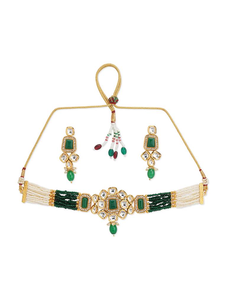 Meira Gracious Green Choker Necklace Set : WFSE118