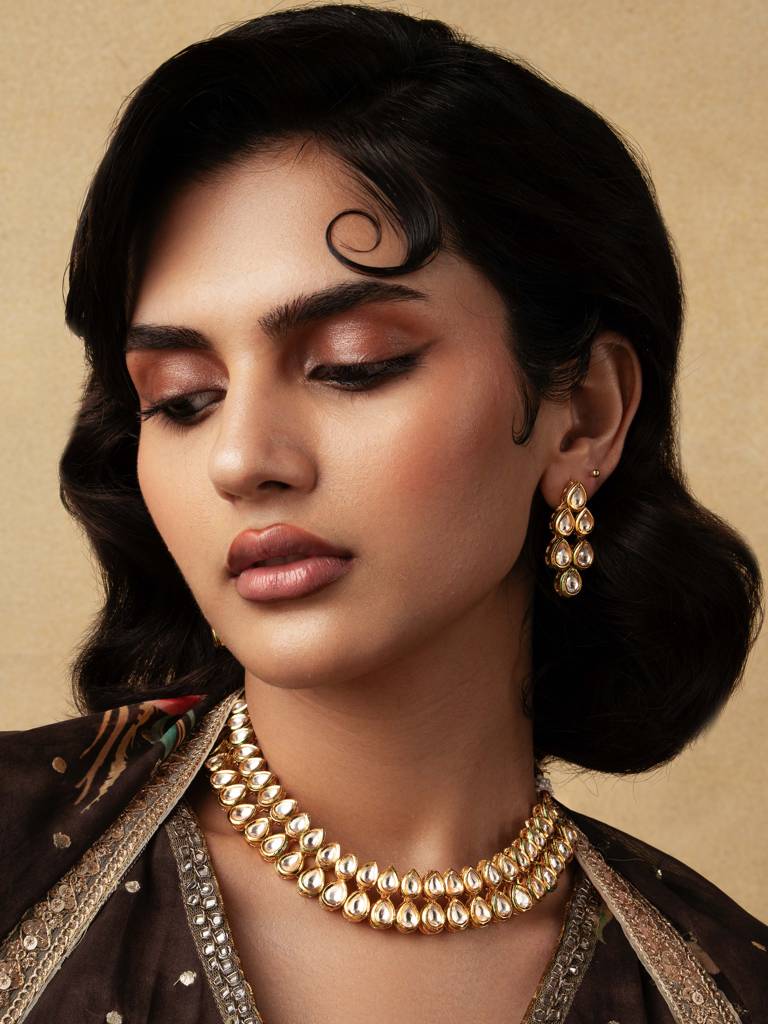 Meira Tear Drop Kundan Necklace Set : WFSE121