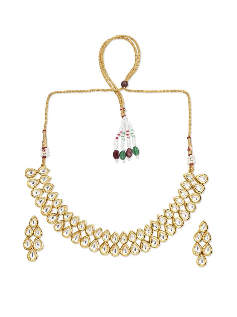 Meira Tear Drop Kundan Necklace Set : WFSE121