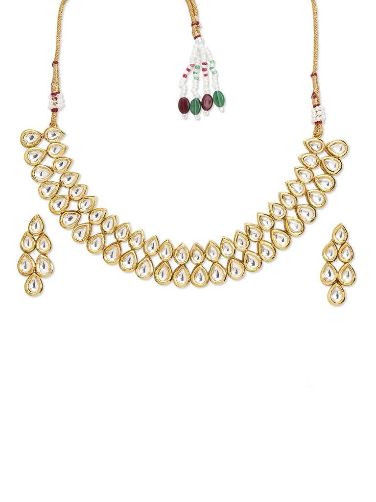 Meira Tear Drop Kundan Necklace Set : WFSE121
