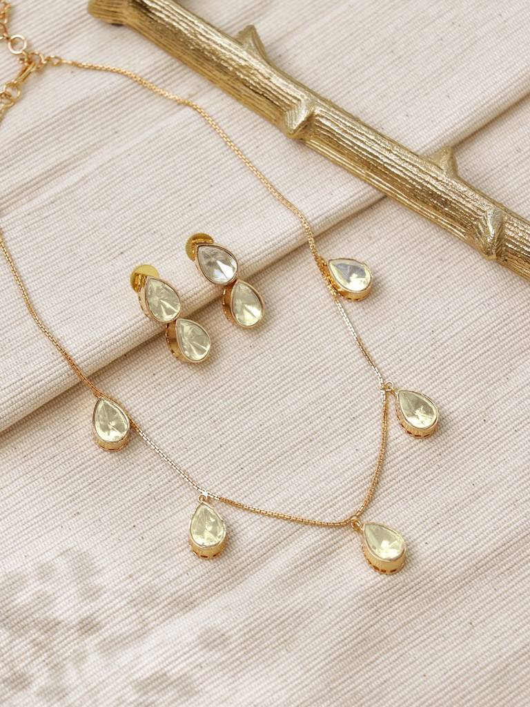 Pristine Polki Drop Necklace Set : WFSE150
