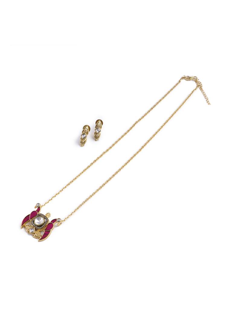 Pink Parrot Kundan Necklace Set : WFSE153