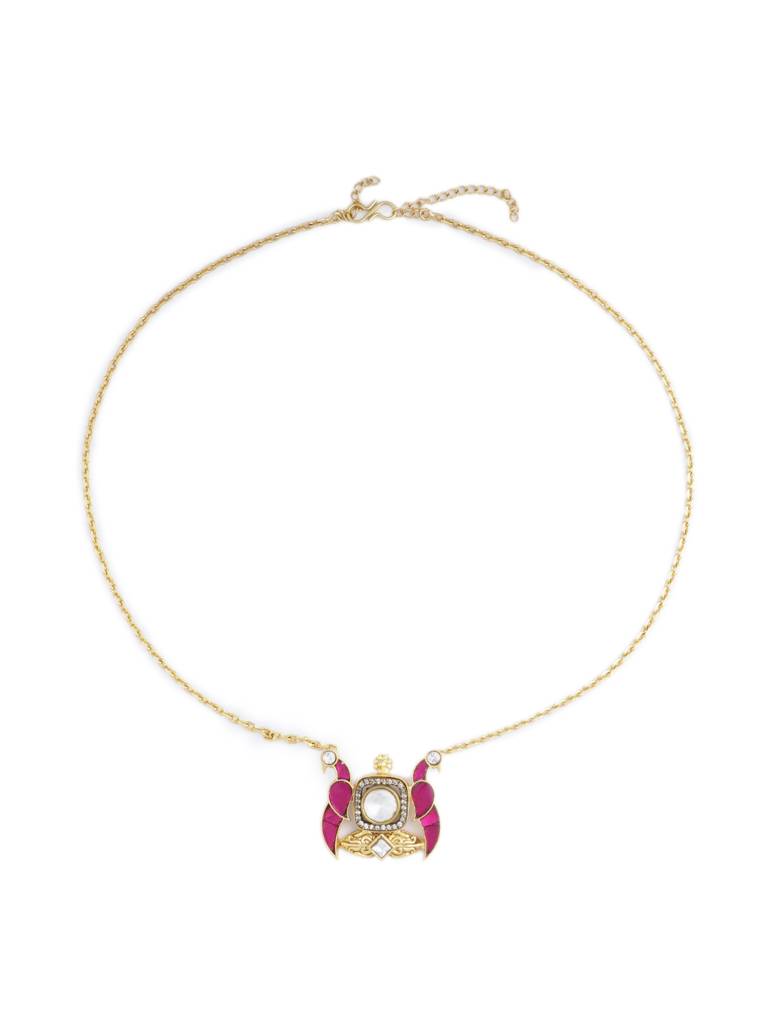 Pink Parrot Kundan Necklace Set : WFSE153