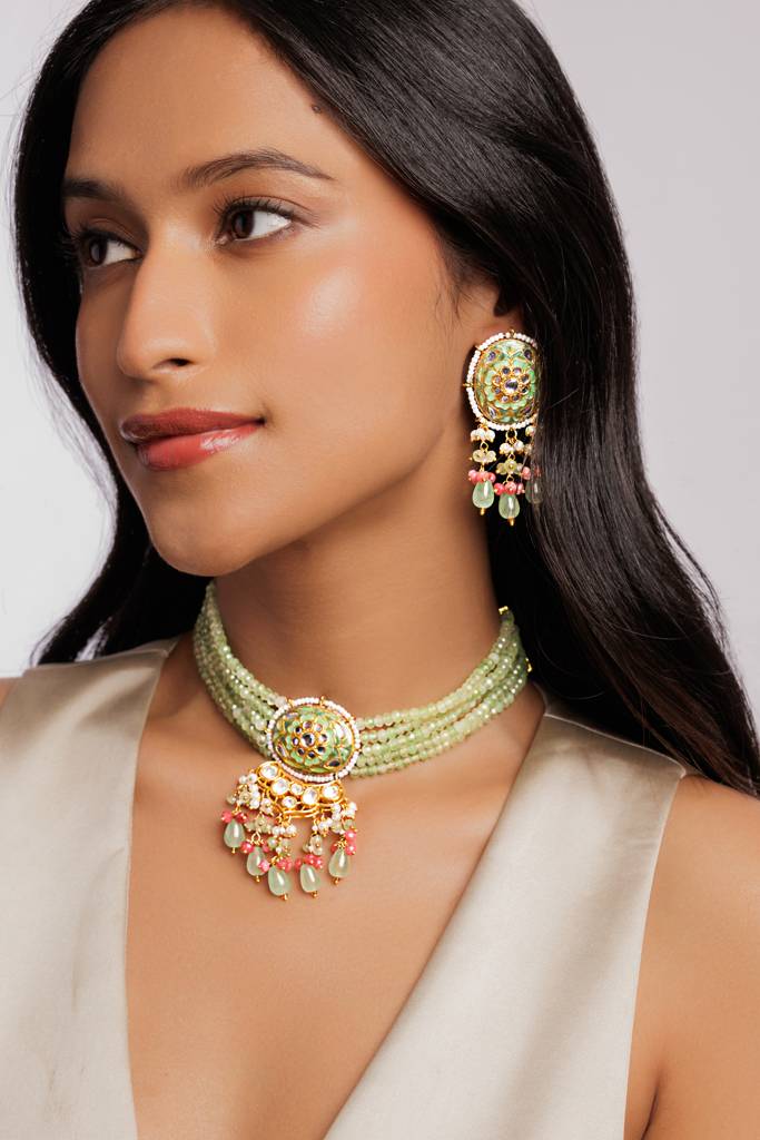 Gardenia Green Pastel Choker Set : WFSE154
