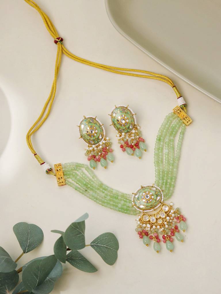 Gardenia Green Pastel Choker Set : WFSE154