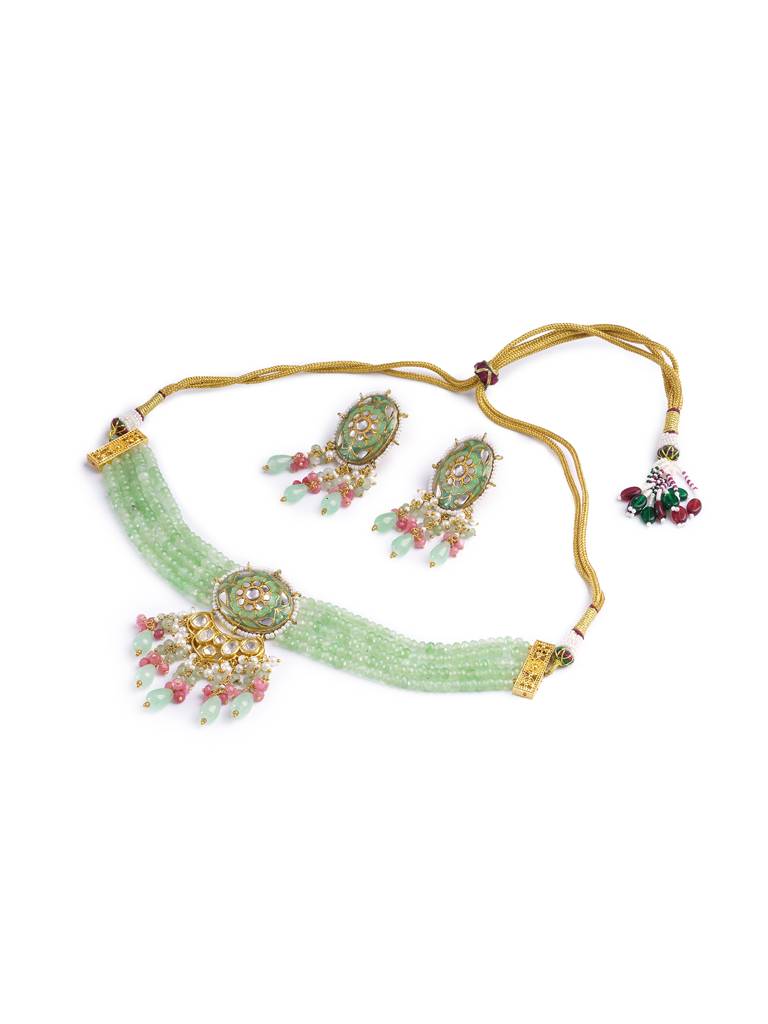 Gardenia Green Pastel Choker Set : WFSE154