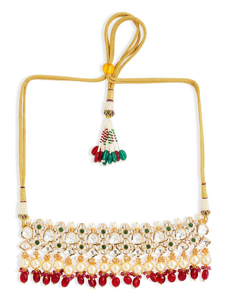 Rouge Red Kundan Necklace Set : WFSE166
