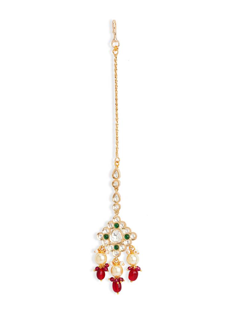 Rouge Red Kundan Necklace Set : WFSE166