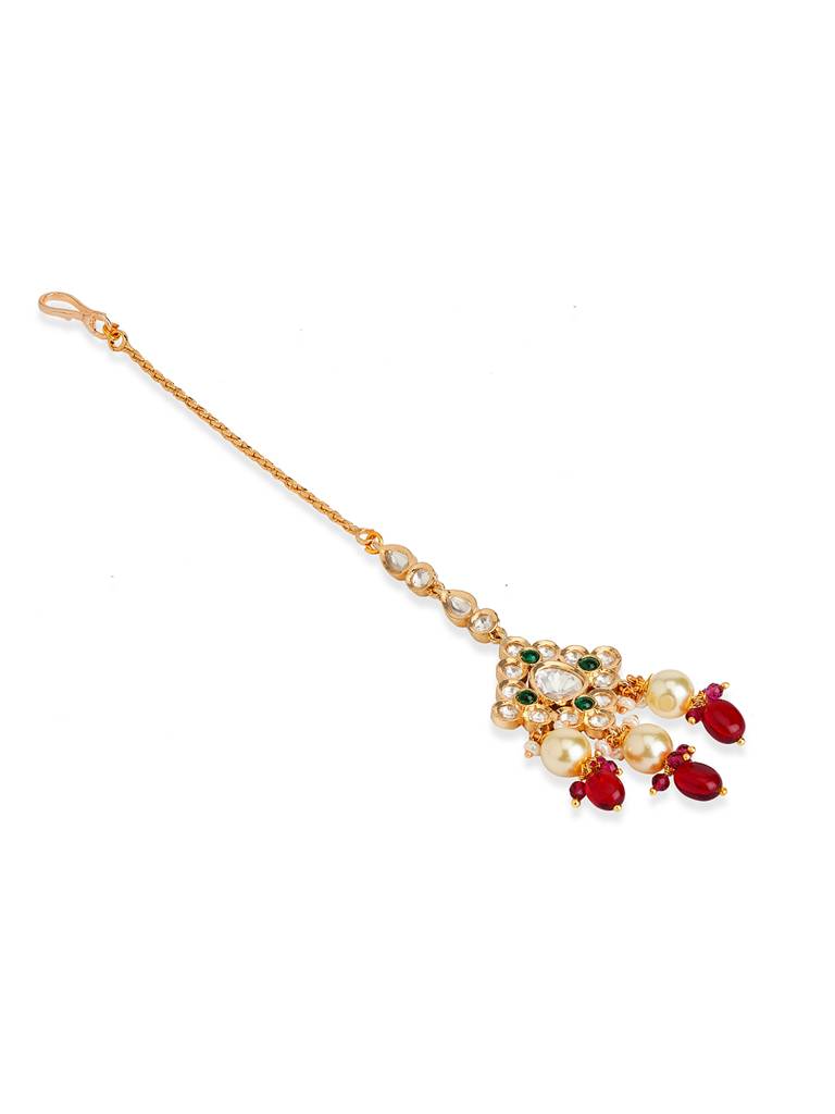 Rouge Red Kundan Necklace Set : WFSE166