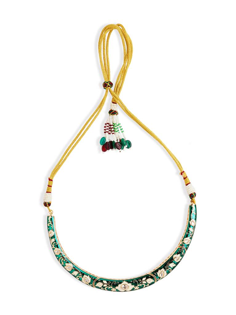 Imperial Green And Gold Emanel Choker Set : WFSE167