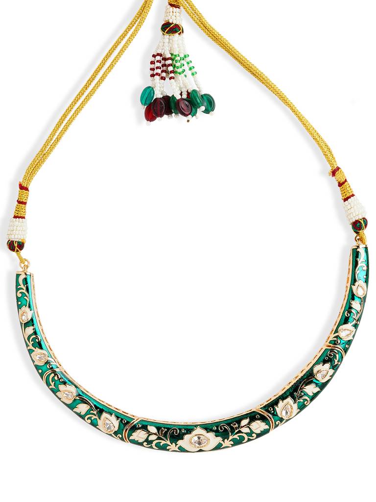 Imperial Green And Gold Emanel Choker Set : WFSE167
