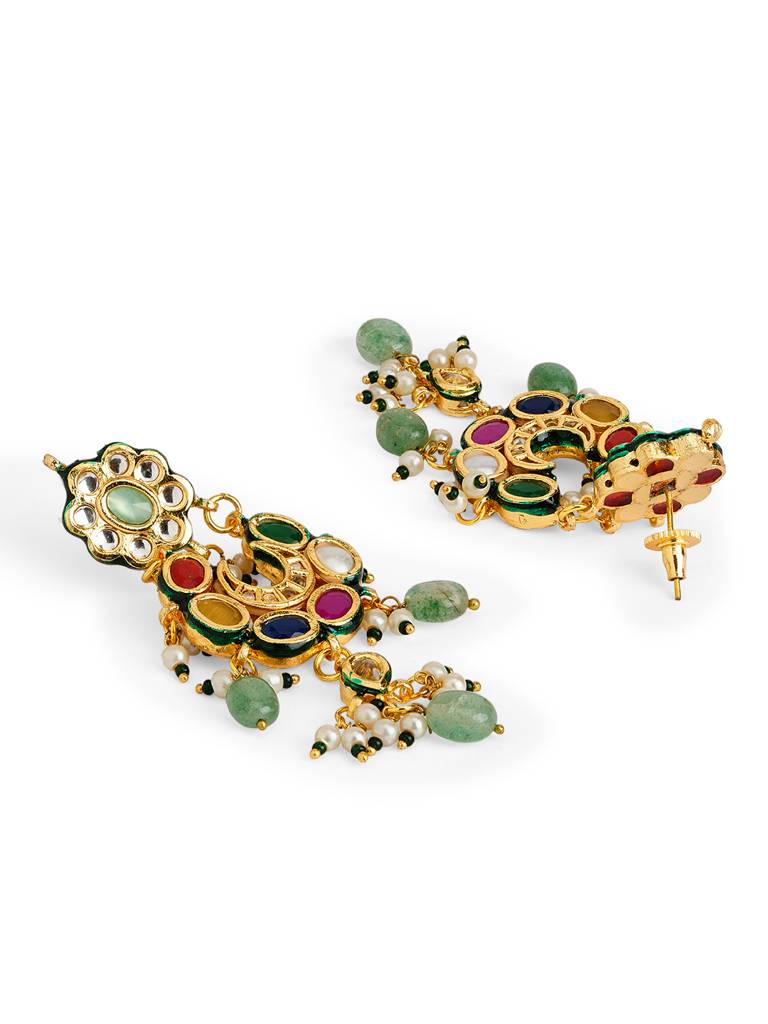 Serene Navratna Jade Drop Necklace Set : WFSE173