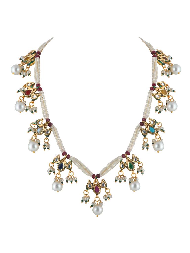 Pearl Strung Navratna Necklace Set : WFSE176