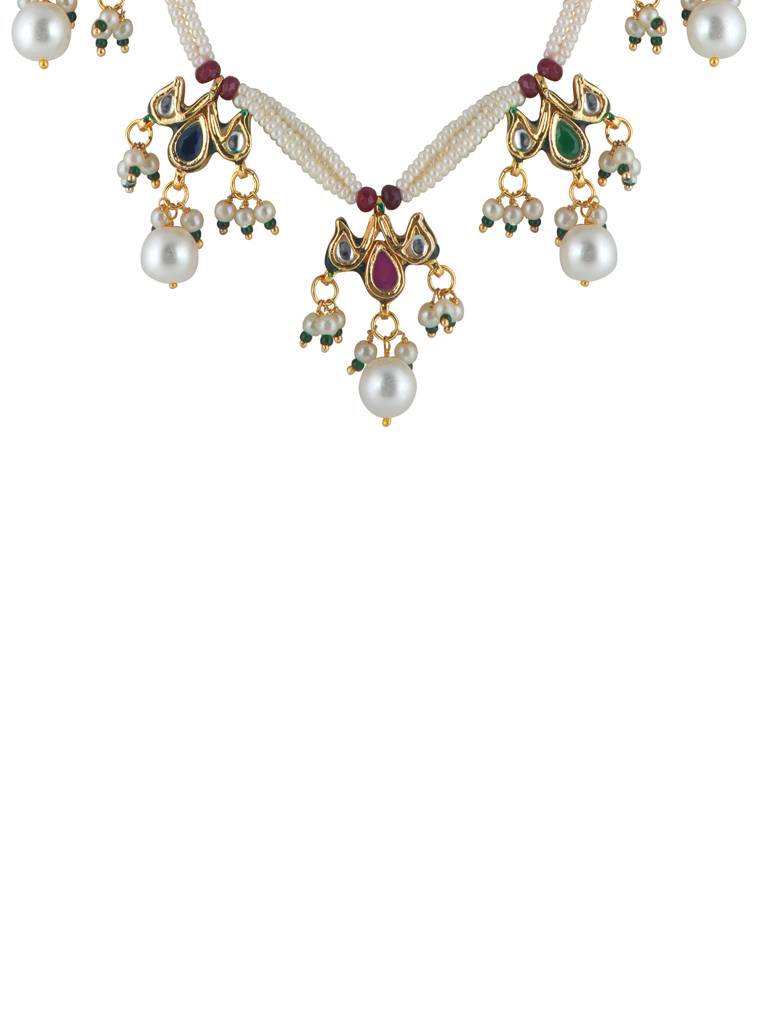 Pearl Strung Navratna Necklace Set : WFSE176