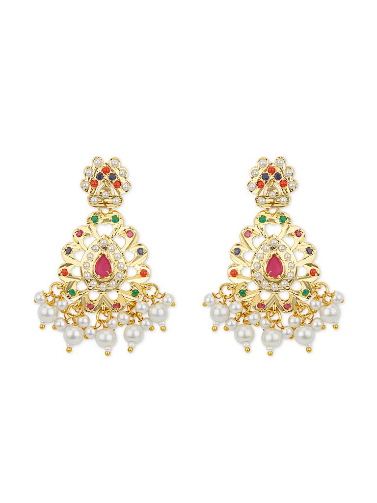 Multi-Stone Jadau Long Necklace Set : WFSE199