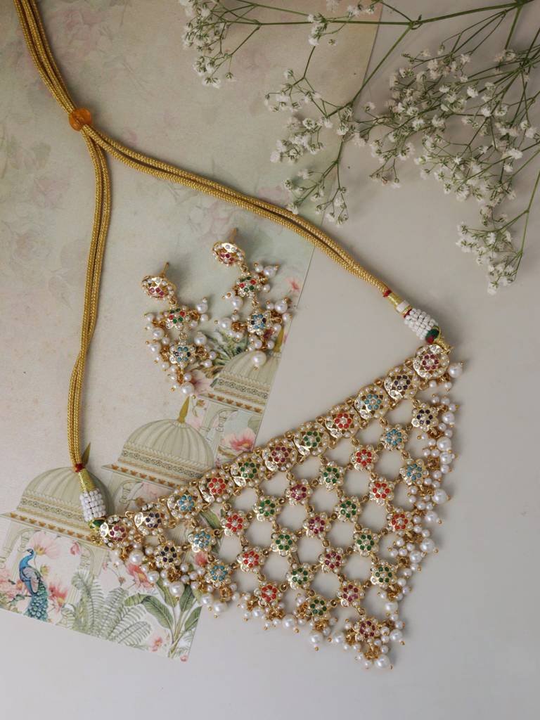 Enchanted Multicolour Jadau Necklace Set : WFSE200