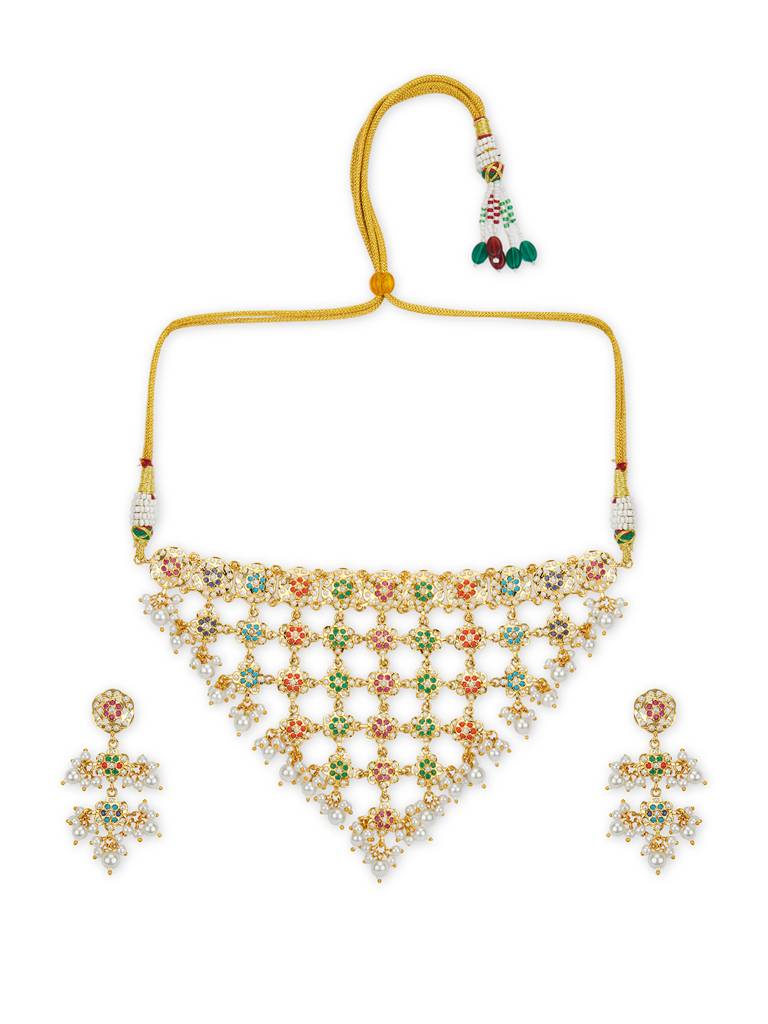 Enchanted Multicolour Jadau Necklace Set : WFSE200