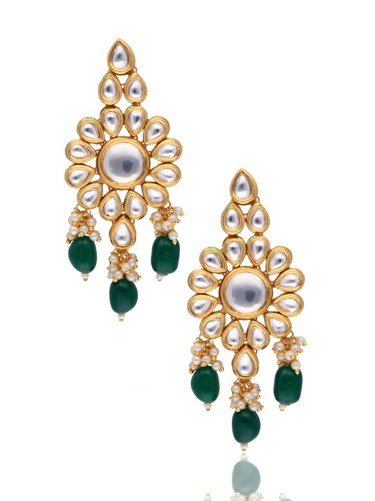 Bridal Kundan And Green Stones High Neck Choker Set : WFSE20