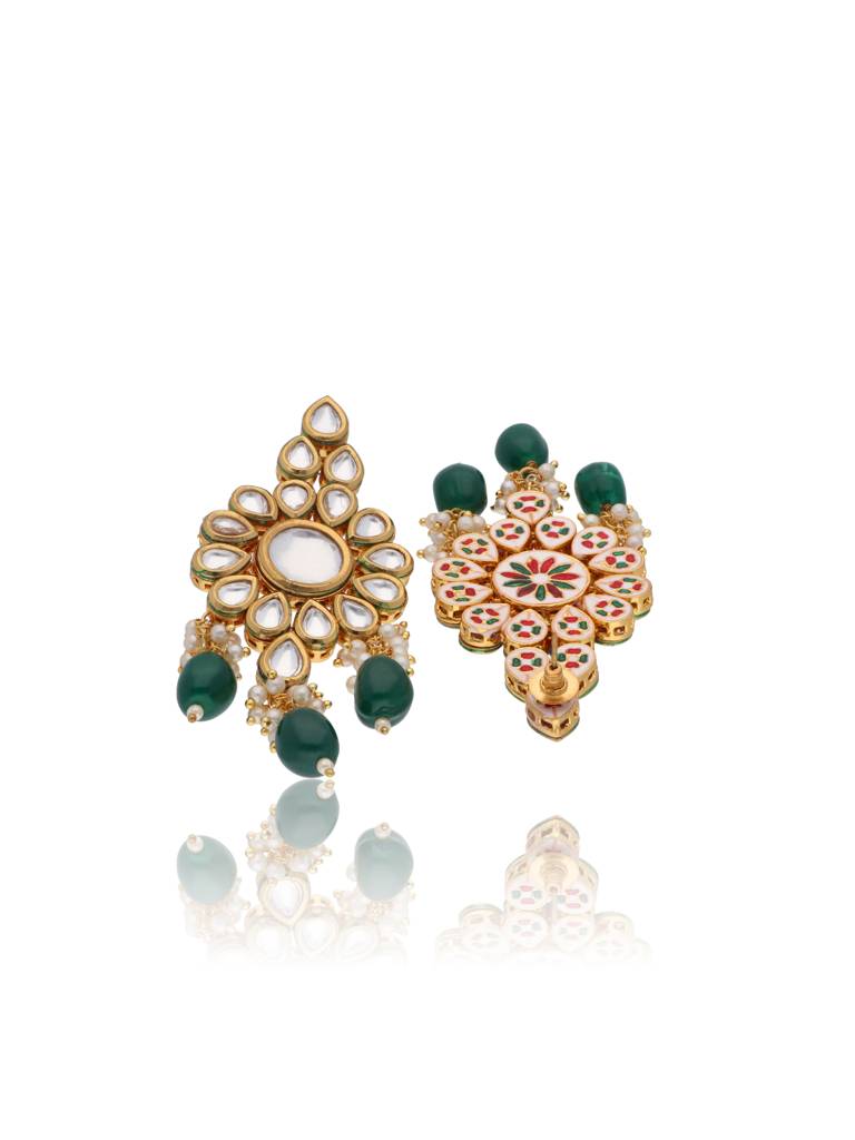 Bridal Kundan And Green Stones High Neck Choker Set : WFSE20