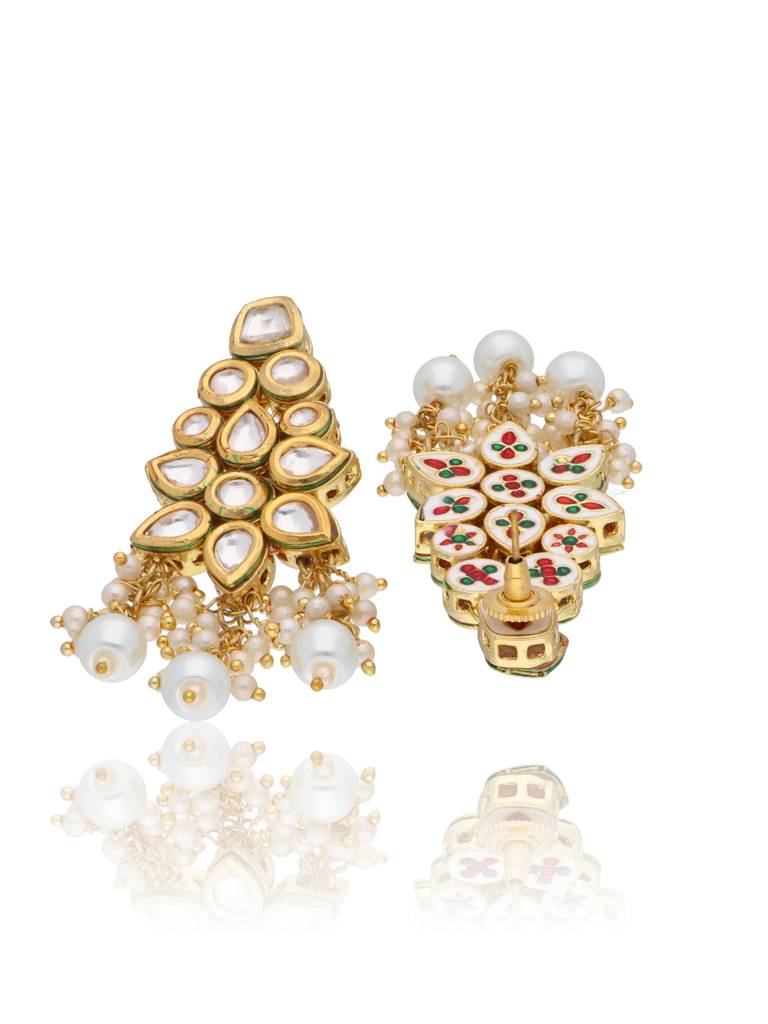Bridal Kundan And Pearls Floral Necklace Set : WFSE29