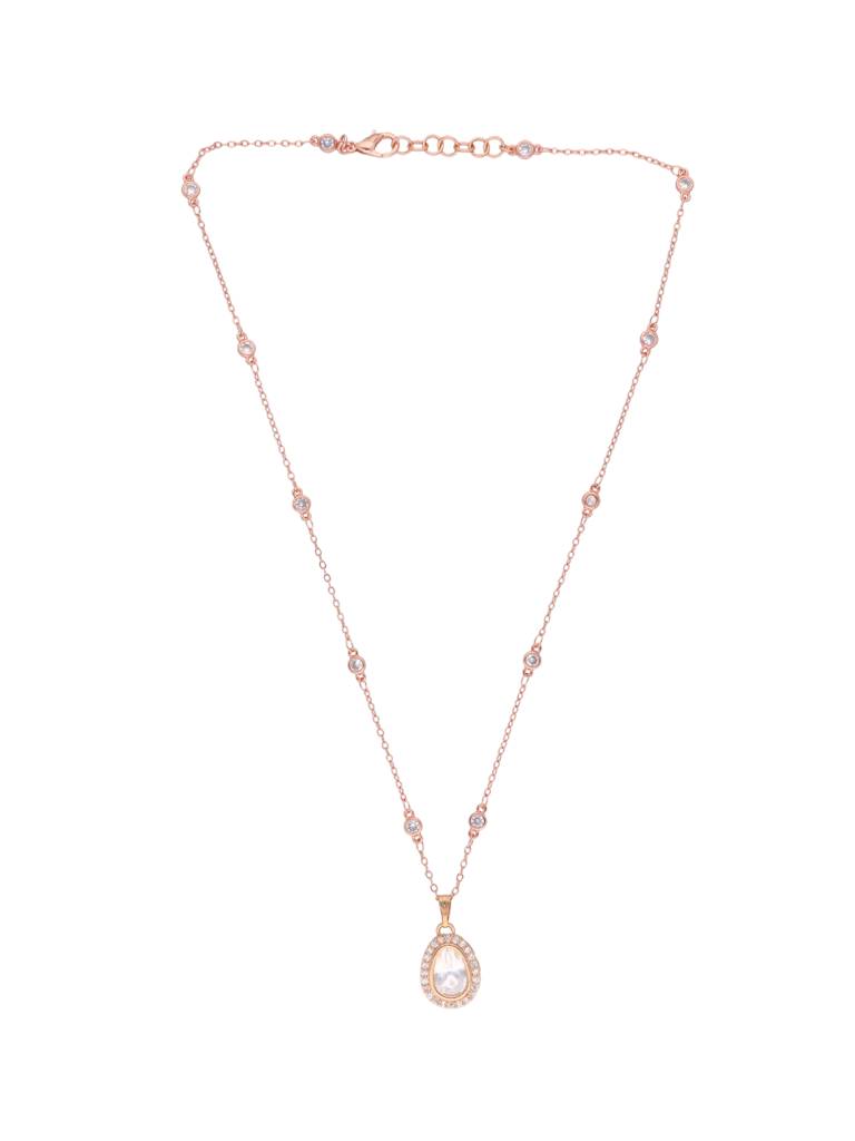 The Zoya Kundan Solitaire Two Tone Gold And Rose Gold Necklace Set : WFSE51