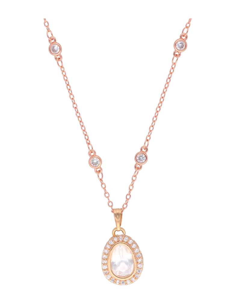 The Zoya Kundan Solitaire Two Tone Gold And Rose Gold Necklace Set : WFSE51