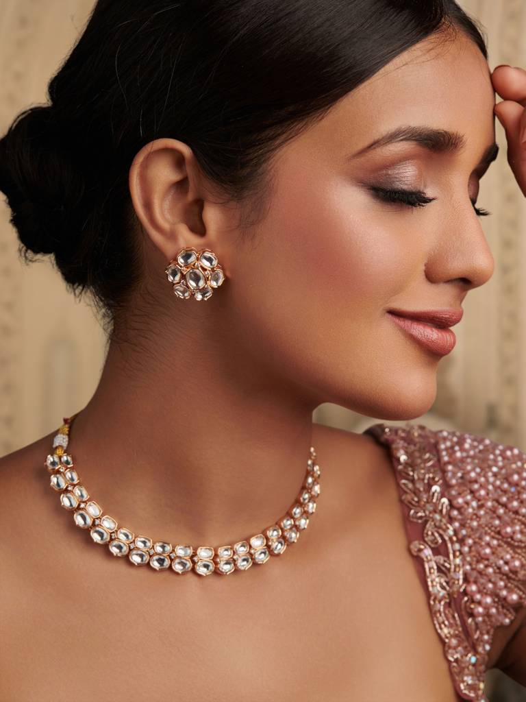 Regal Dual-Strand Kundan Bridal Necklace : WFSE84