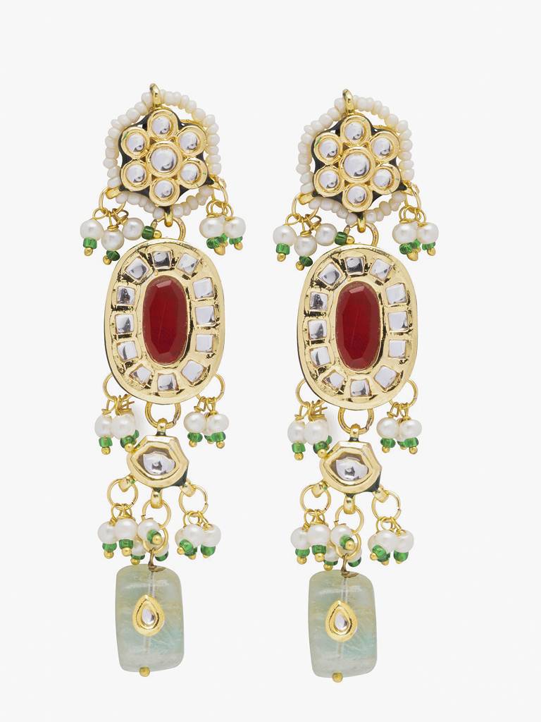 Victorian Elegance: Multicolored Kundan Necklace Set With Earrings : WFSE85