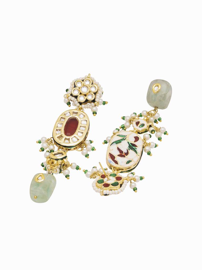 Victorian Elegance: Multicolored Kundan Necklace Set With Earrings : WFSE85