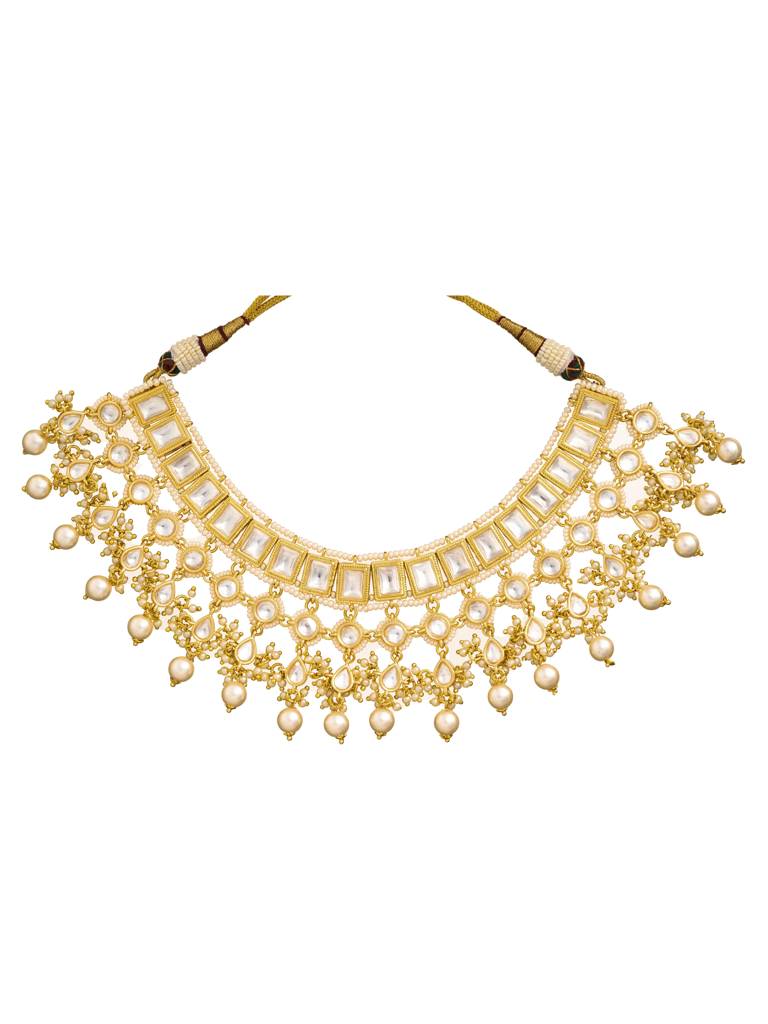 Kundan Embellished Choker Set With Pearl Drops : WFSE93