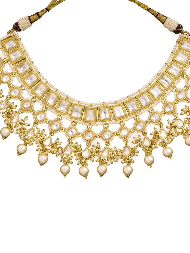 Kundan Embellished Choker Set With Pearl Drops : WFSE93