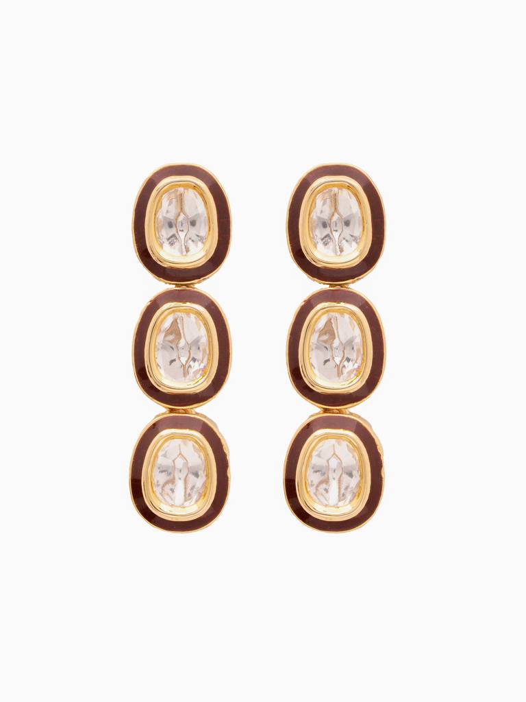18 Kt Gold-Plated Kundan Polki Enamelled Choker Set : WFSE96