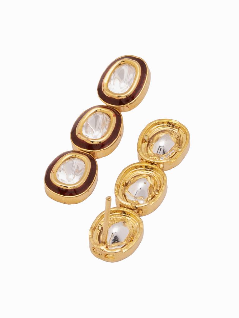 18 Kt Gold-Plated Kundan Polki Enamelled Choker Set : WFSE96