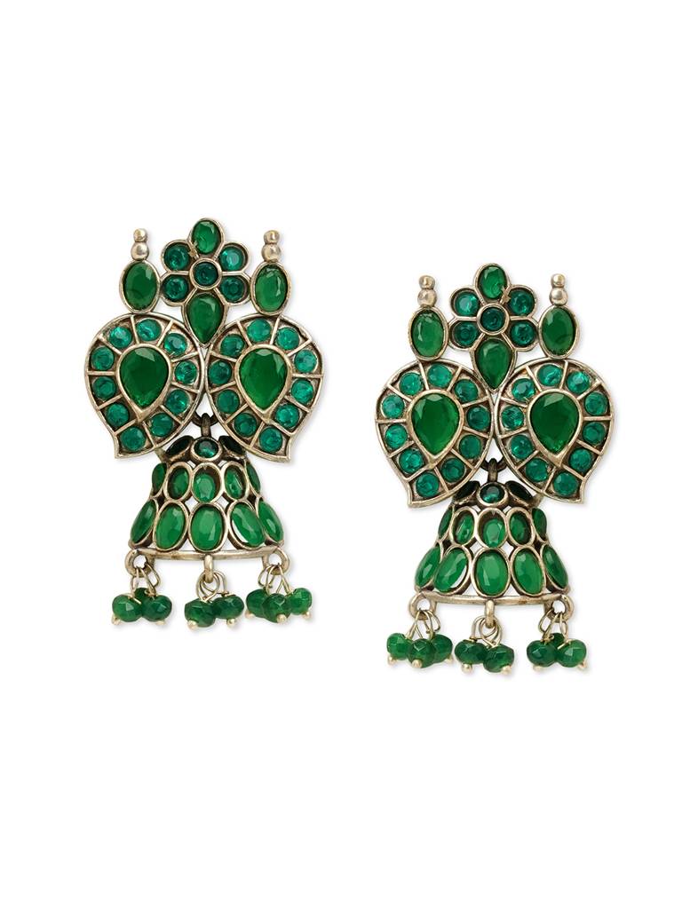 Bohemian Beauty Emerald Oxidised Necklace Set : WFSO10