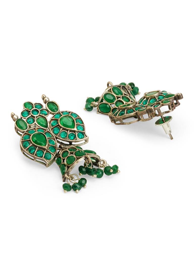 Bohemian Beauty Emerald Oxidised Necklace Set : WFSO10