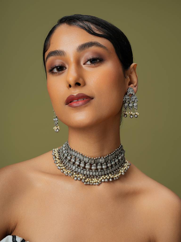 Gypsy Song Of Nakshi Oxidised Choker Set : WFSO11